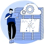 Illustration of cloud computing connecting multiple devices and applications