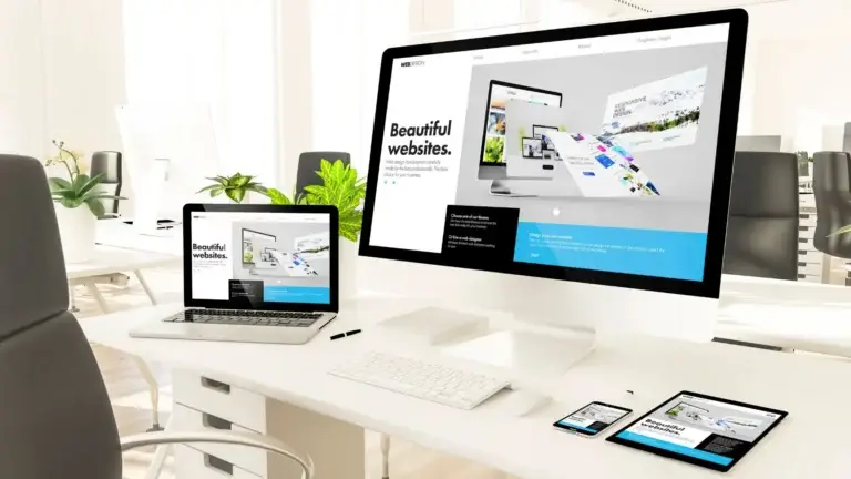 Landing Pages → Laptop with website UI
